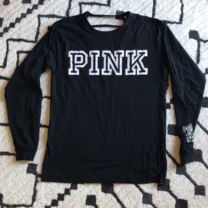 VS Pink Cut Out Long Sleeve Graphic Tee